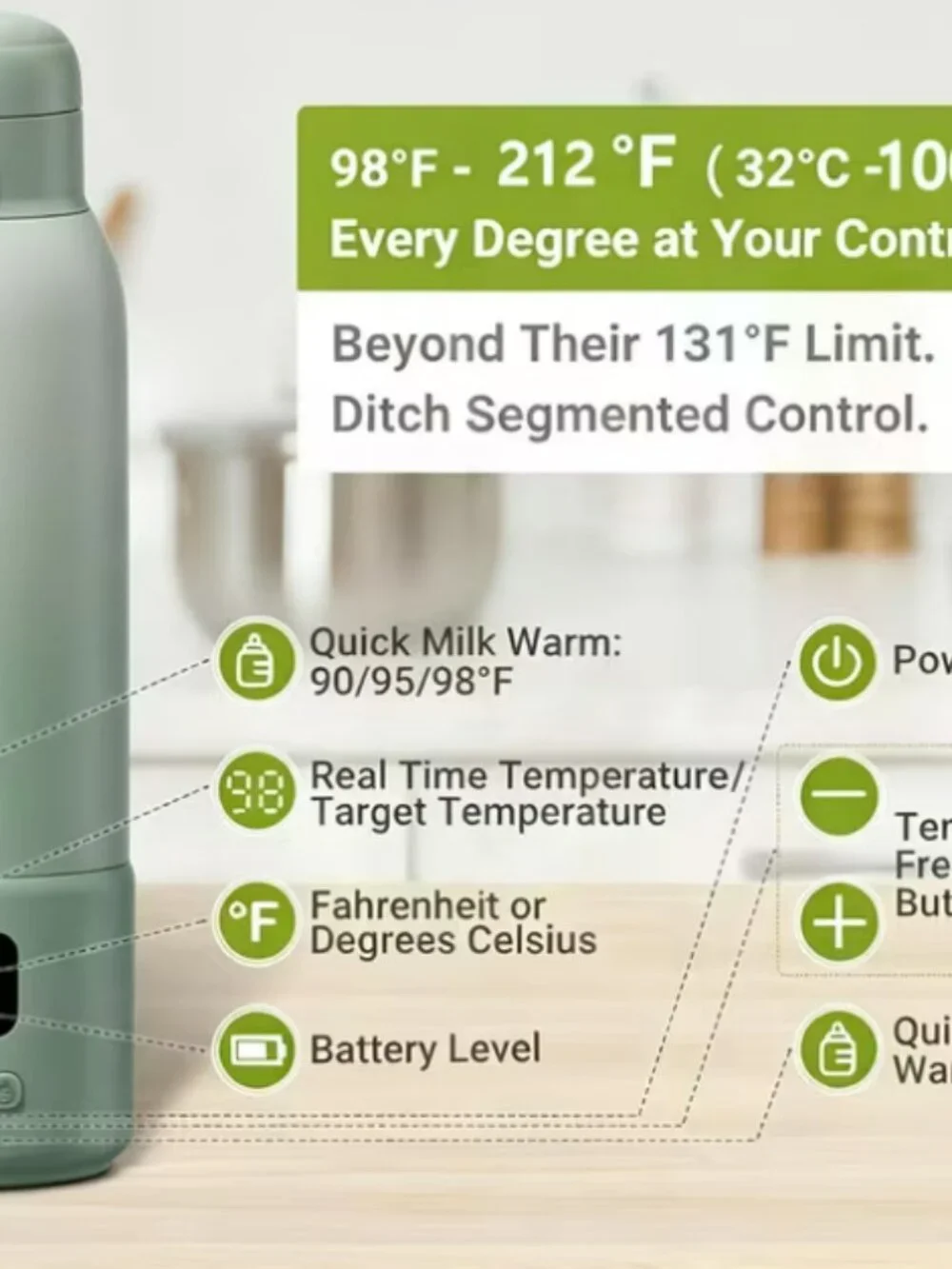 17 oz Portable Heated Water Bottle,